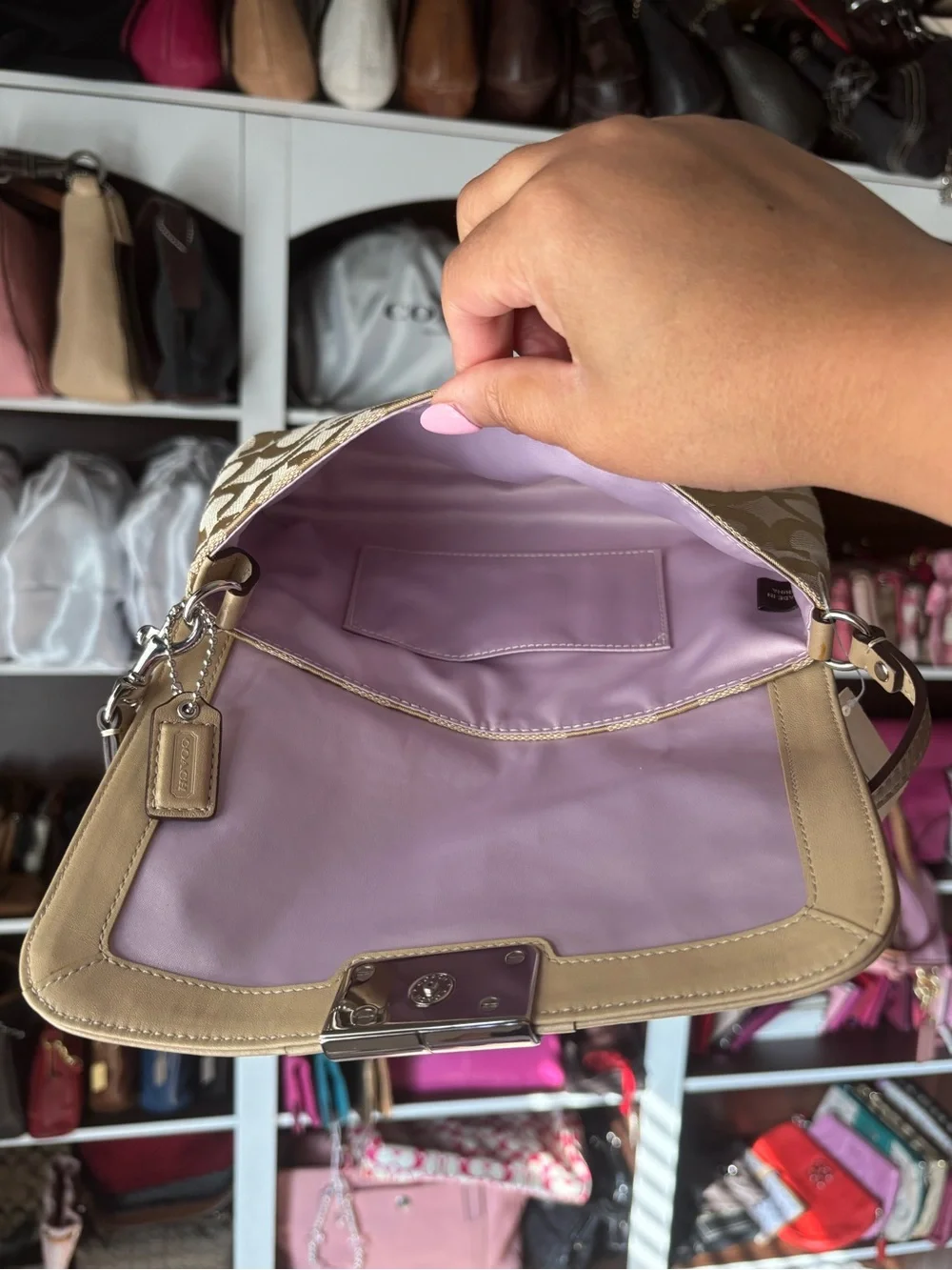 🤎💛Y2K COACH Kristin Op Art Large Wristlet Mini Bag & Wallet